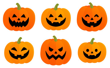 ハロウィンのかぼちゃセット_ベクターイラスト