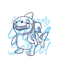 hand drawn monster illustration with text i'm ready goes to school for t-shirt design
