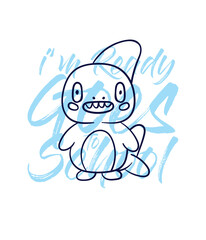hand drawn monster illustration with text i'm ready goes to school for t-shirt design
