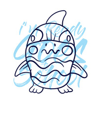 hand drawn monster illustration with text i'm ready goes to school for t-shirt design
