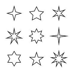 Sparkling star line icon set collection. Stars drawing sign symbol in generic style