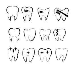 Tooth icons vector , teeth symbol icons set