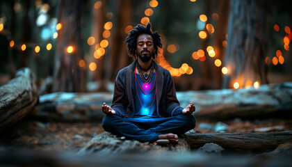 Fototapeta premium seeing chakra colors during meditation