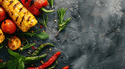 Grilled vegetables on a gray table