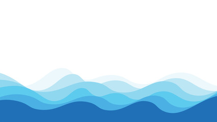 White blue background with abstract fluid blue ocean wave marine banner.