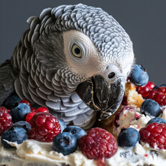 Obraz premium parrot eating fruit