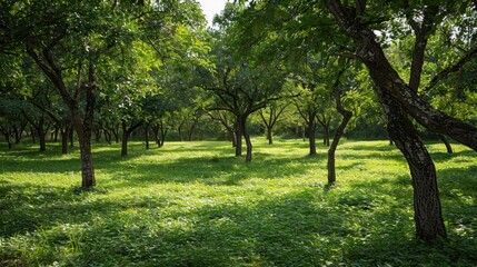 Obraz premium Agroforestry: A practice combining trees and shrubs with crops and livestock, fostering more diverse, productive, and sustainable agricultural systems. 
