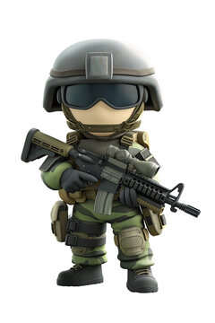 recommend clip art: portrait of cute Special Ops Army. 3D cartoon animation style.