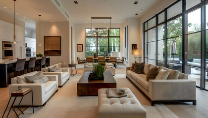 Fototapeta premium Living room interior design in minimalist style