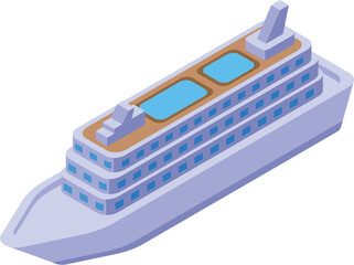 Large passenger ship with a swimming pool is sailing on the sea