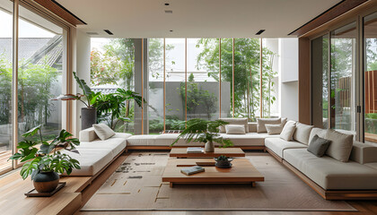 Fototapeta premium Living room interior design in minimalist style