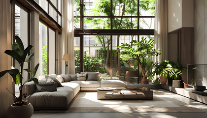 Fototapeta premium Living room interior design in minimalist style