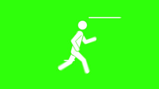 icon running stick man animated running loading speed green screen simple running 4k looping