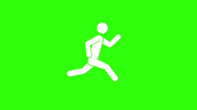 icon running stick man animated running loading speed green screen simple running 4k looping