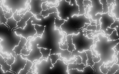 White lightning flash background. Lightning collage on black background.
