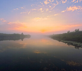 mist morning on the lake