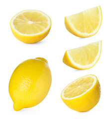 Fototapeta premium Set of fresh lemons isolated on white
