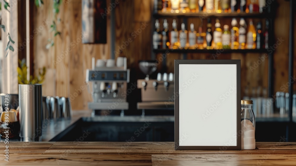 Canvas Prints Menu frame on wood table in bar cafe with text space