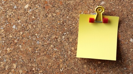 Revised word on yellow note paper pinned on cork board with space for text