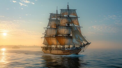  Old sailing ship model on world map , exploration and explorer concept image 