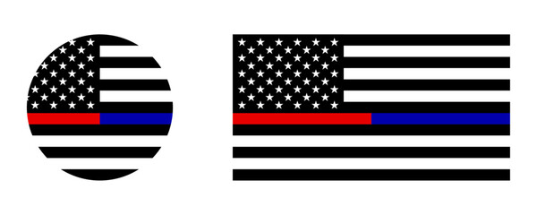 USA flag with Thin Red and Blue Line