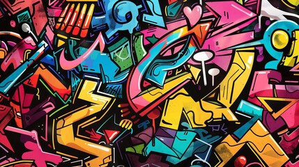 Colorful graffiti painting adorns a textured brick wall creating a striking urban art display