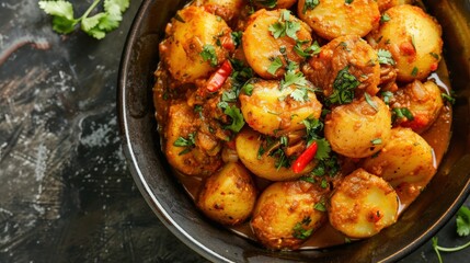Fried Potatoes Dum Aloo in Curry Sauce