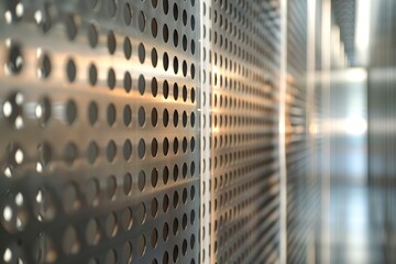 Collection of perforated metal sheets, arranged to show stylish and functional options for building facades, fencing, and interior design.