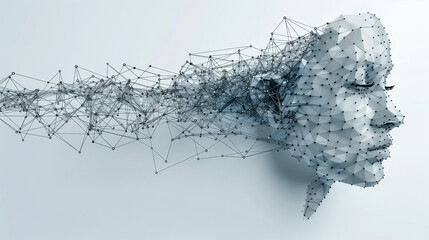 Digital Human Head Composed of Networked Geometric Shapes..