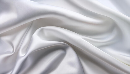 Obraz premium Soft smooth white silk fabric background. Fabric texture., closeup shot, abstract textile pattern