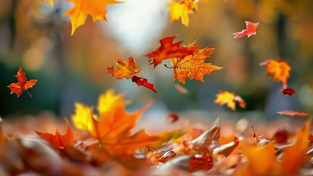 Spring leaves fall