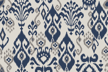 Ikat seamless pattern, geometric design, motif ethnic handmade, Ikat ethnic tribal, boho colors seamless wallpaper. Ethnic Ikat abstract background art, greeting cards, printing products