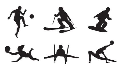 different sports set silhouette