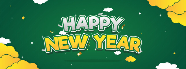 Happy New Year Vector Banner Template for New Year Greeting and Wishes 