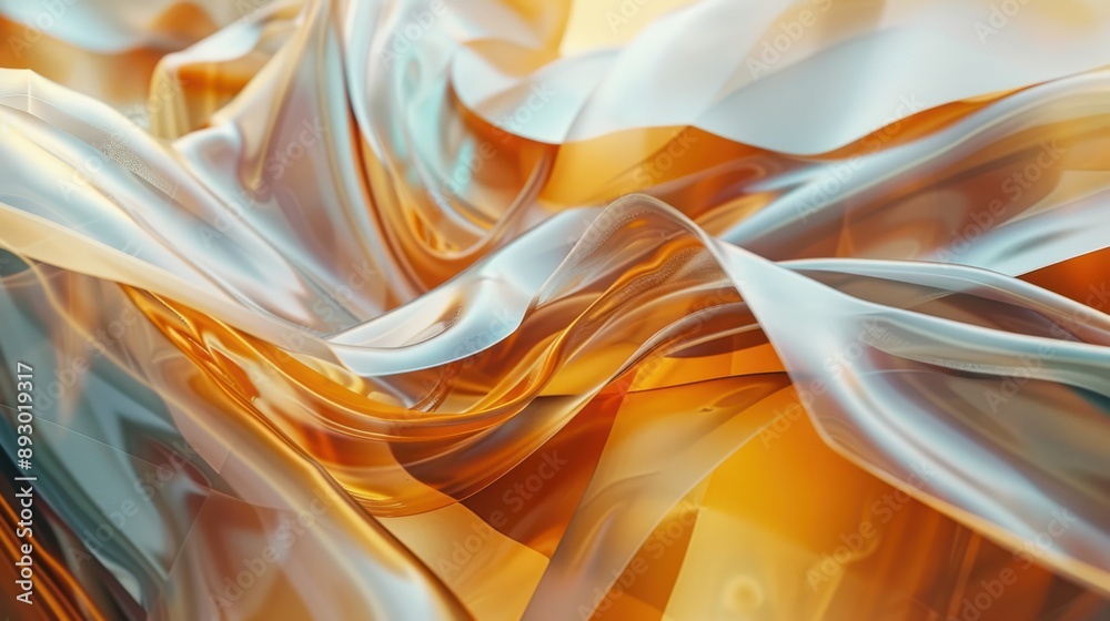 Poster cascading layers of glass-like sheets in motion, 3d background, kinetic abstract