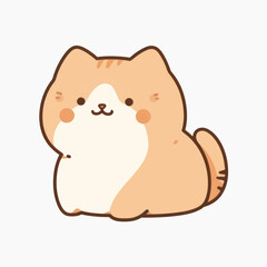 Cute cartoon chubby cat
