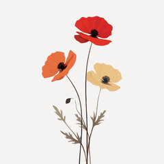 Obraz premium Colorful minimalist poppy flower illustration