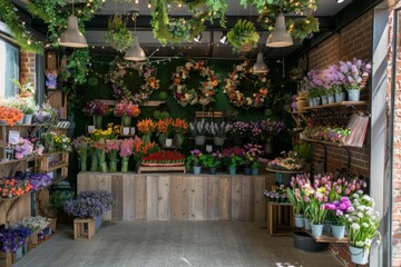 Floral Shop with Vibrant Colors and Lush Greenery