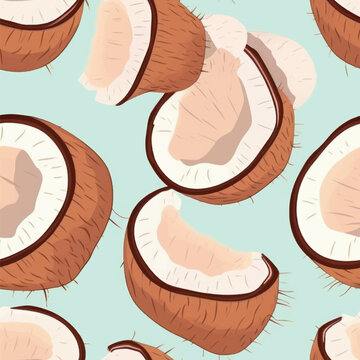 Tropical coconut seamless pattern