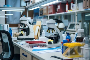 Microscopes and Lab Equipment in a Modern Laboratory