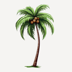 Tropical palm tree with coconuts