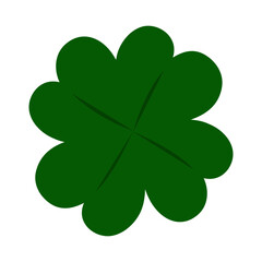 Clover leaf with four petals in trendy monochrome green Good luck symbol Top view. Icon Sticker idea