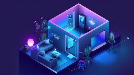 Smart Home Interior with Modern Design and Futuristic Technology