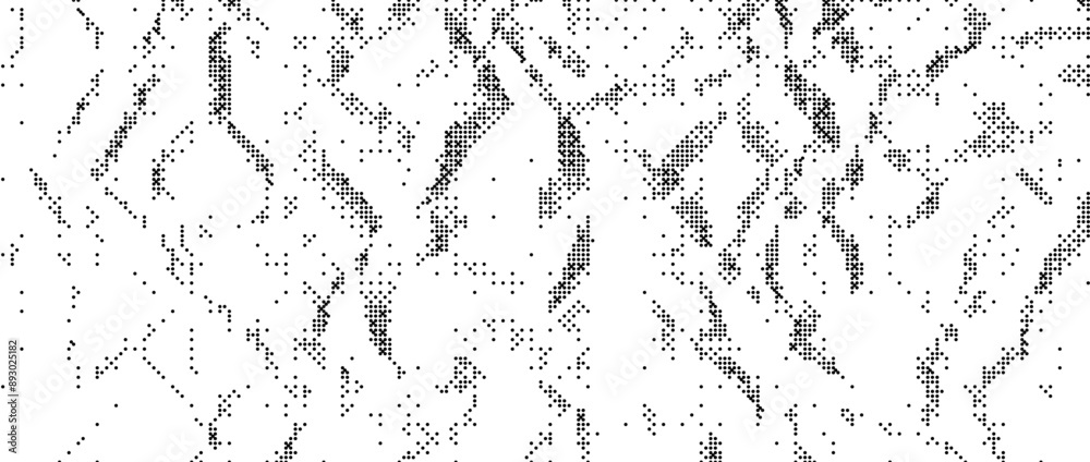 Poster pixelated wrinkled grained texture bitmap. dither grunge crumpled background. abstract dotted distre