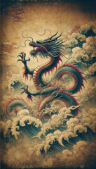 墨絵、日本画、浮世絵／龍（ドラゴン）