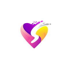 Love and letter S logo combination, swoosh design template