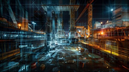 Nighttime Construction: Urgency and Innovation Under Powerful Lights