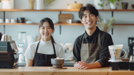 Fototapeta premium おしゃれなカフェの若い日本人バリスタ