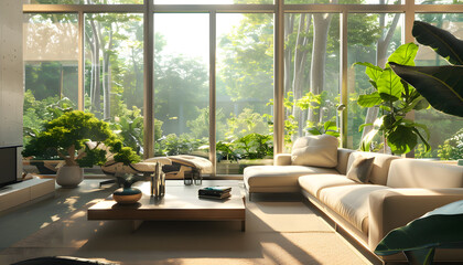 Fototapeta premium Living room interior design in minimalist style