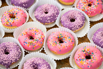 colorful donut sweets in party mold